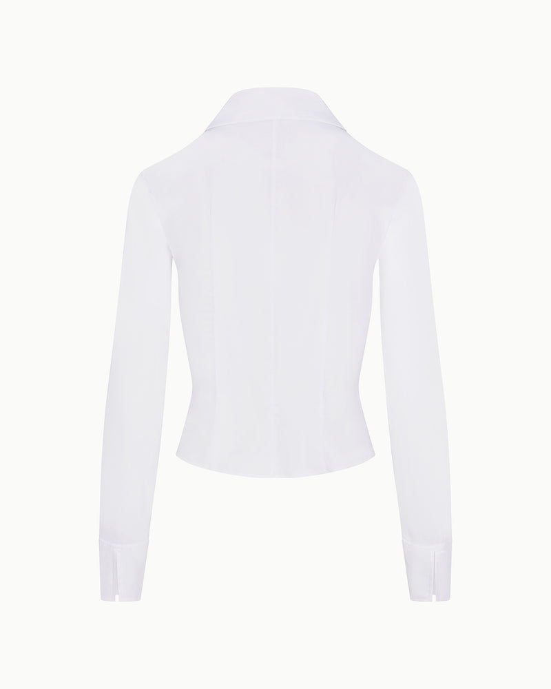 Poplin Collared Zip Shirt | White