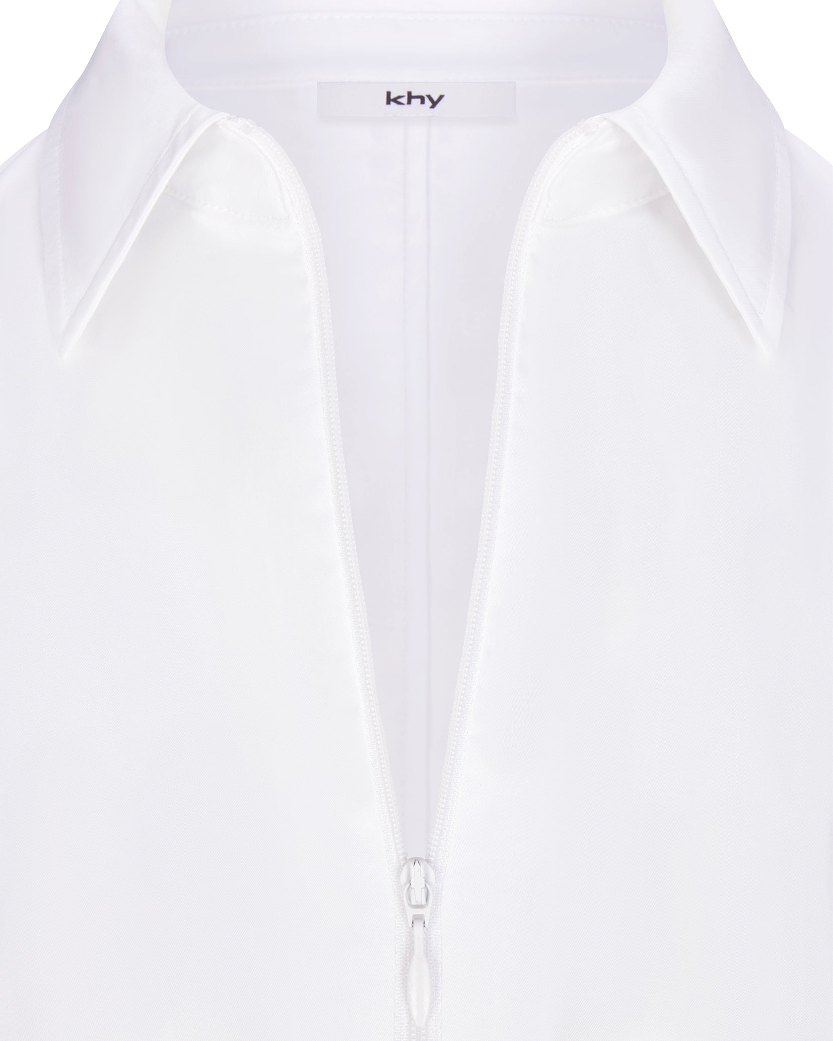 Poplin Collared Zip Shirt | White