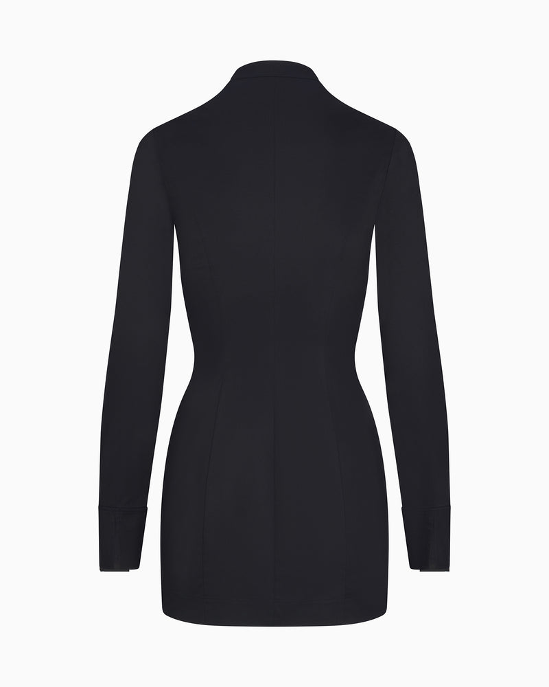 Poplin Zip Mini Dress | Black