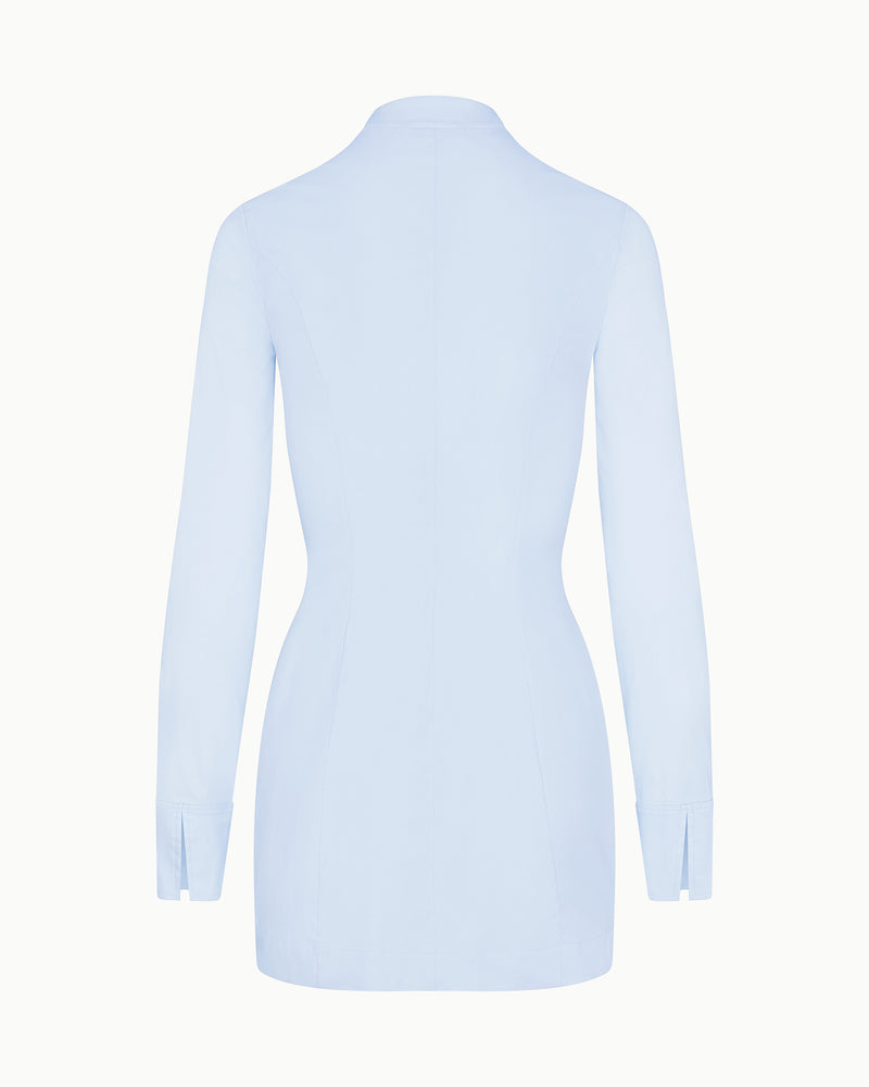 Poplin Zip Mini Dress | Ice Blue