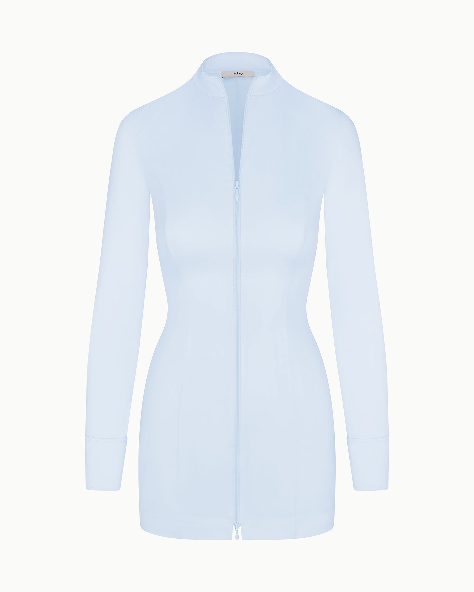 Poplin Zip Mini Dress | Ice Blue