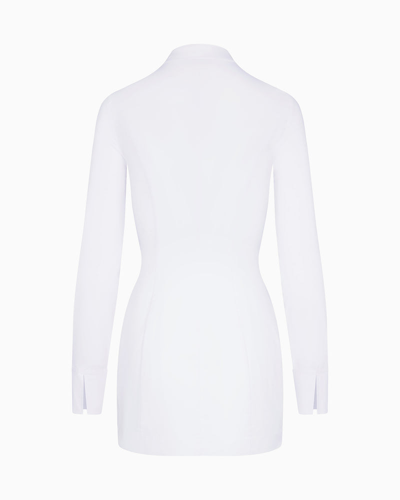 Poplin Zip Mini Dress | White