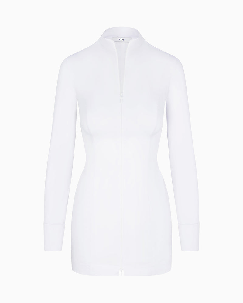 Poplin Zip Mini Dress | White