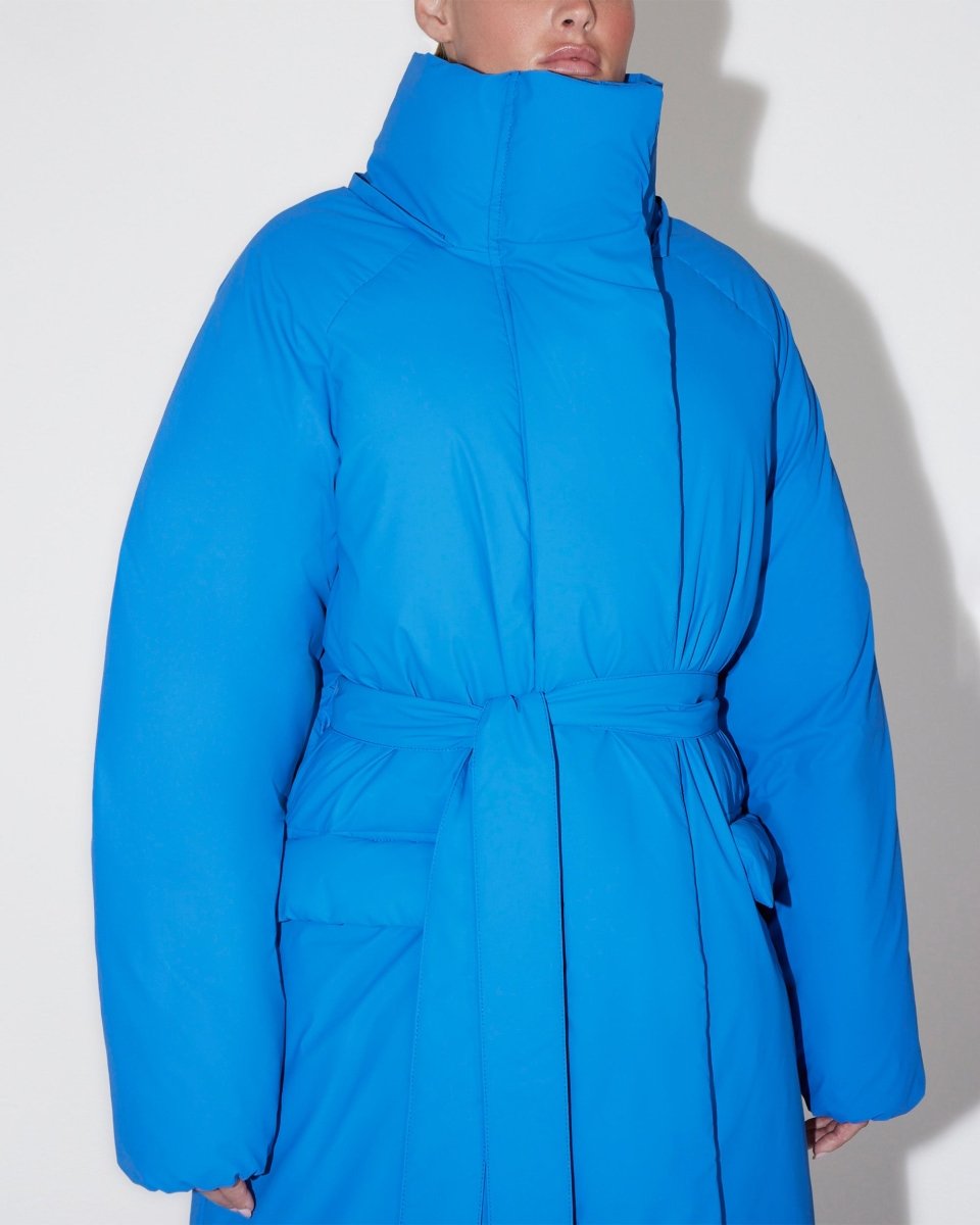 Blue puffa coat best sale