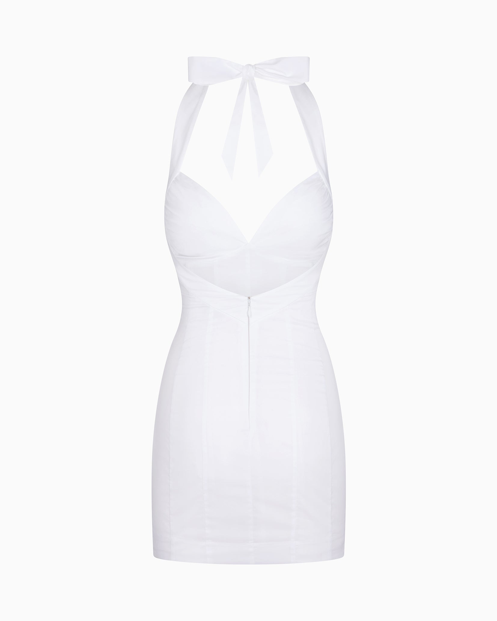 Poplin Seamed Mini Dress | White