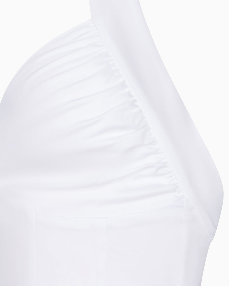 Poplin Seamed Mini Dress | White