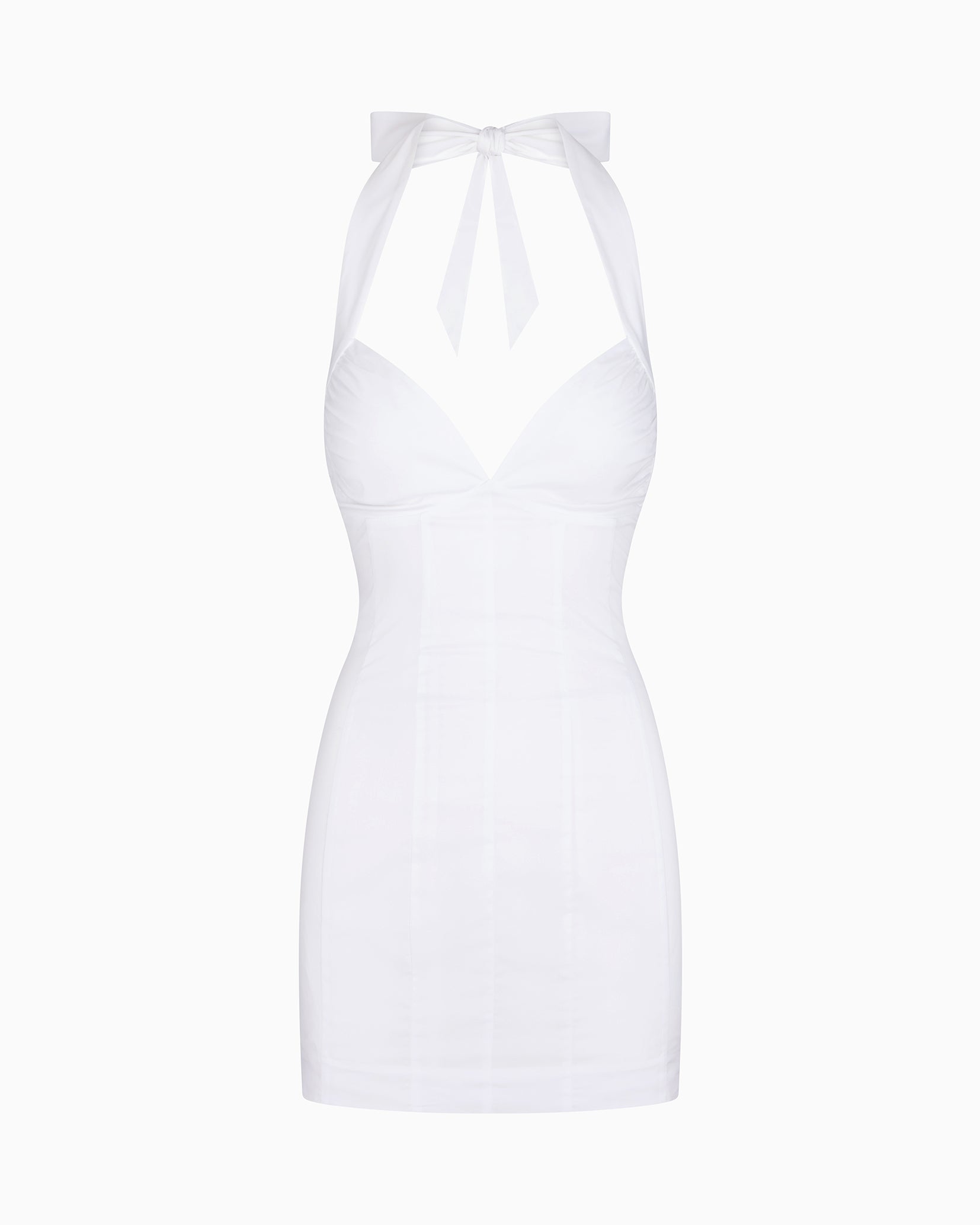 Poplin Seamed Mini Dress | White