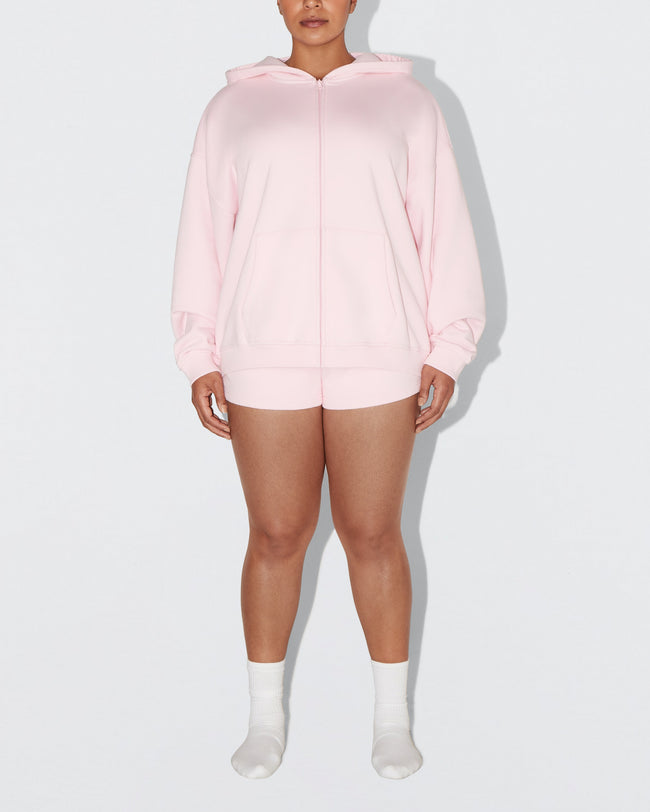 Fleece Oversized Zip Hoodie | Orchid Pink