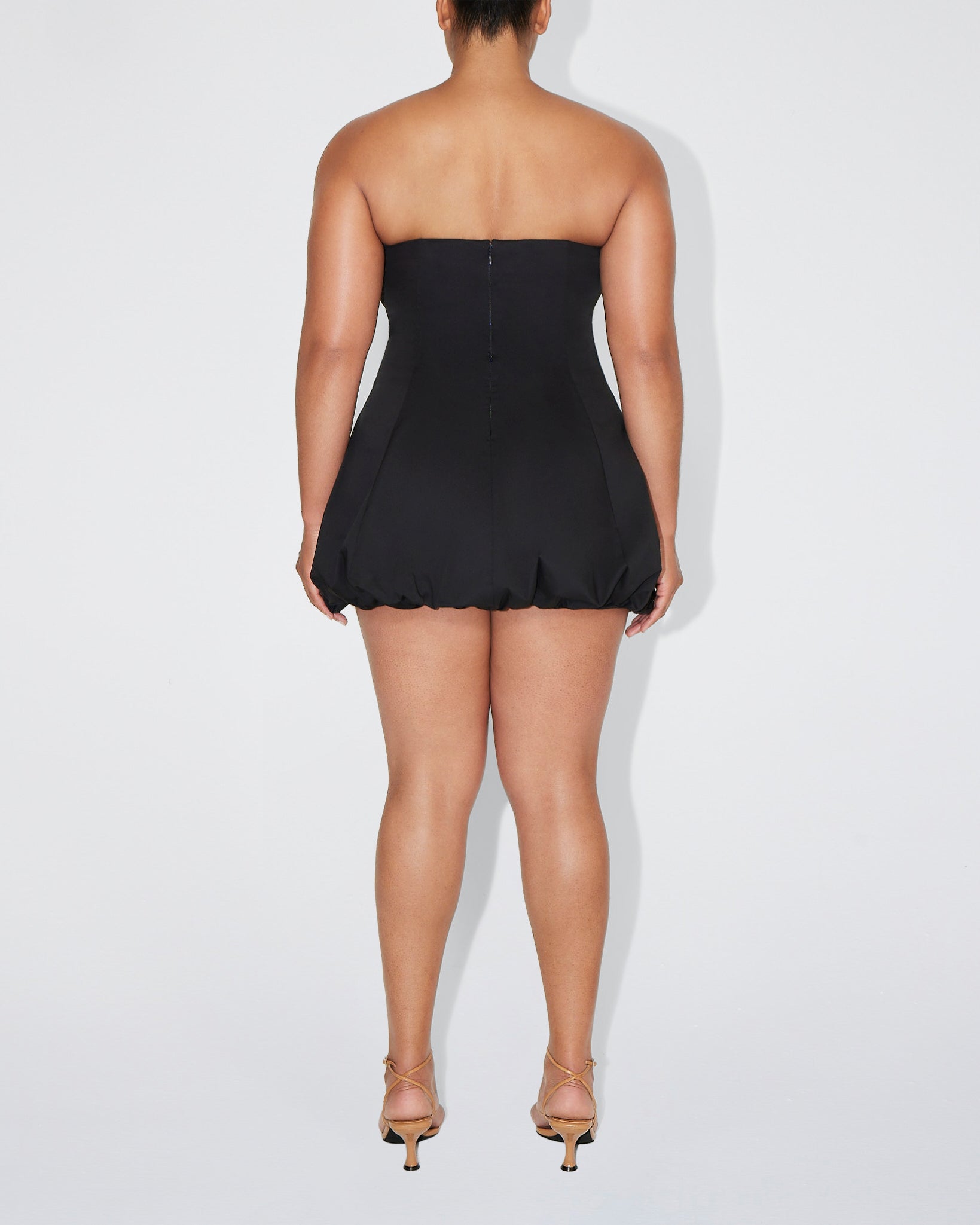 Poplin Bubble Mini Dress | Black