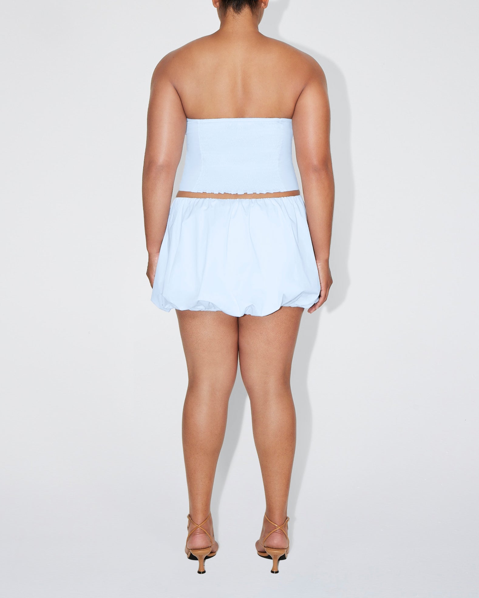 Poplin Bubble Mini Skirt | Ice Blue