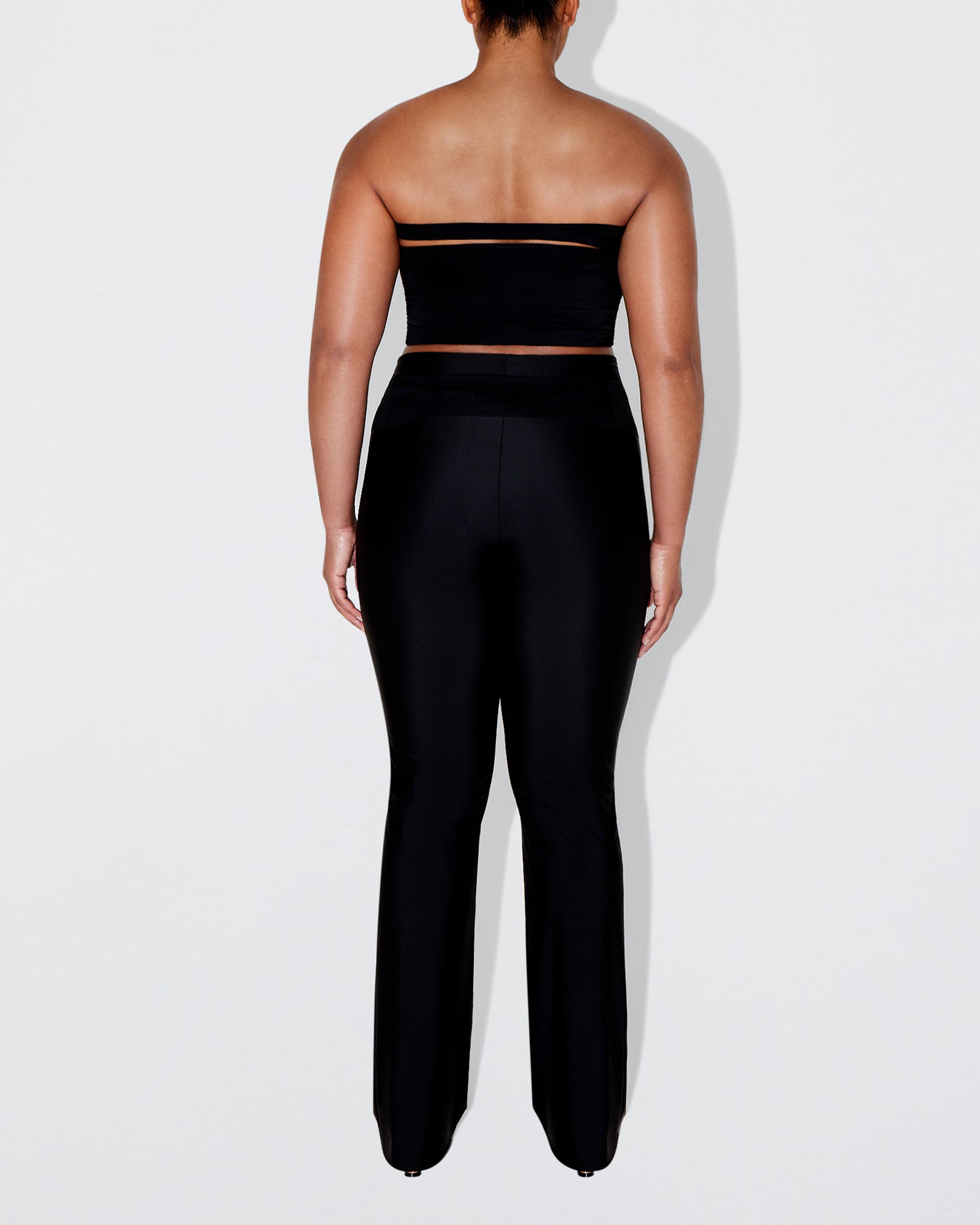 Sleek Stretch Cutout Foldover Pant | Black