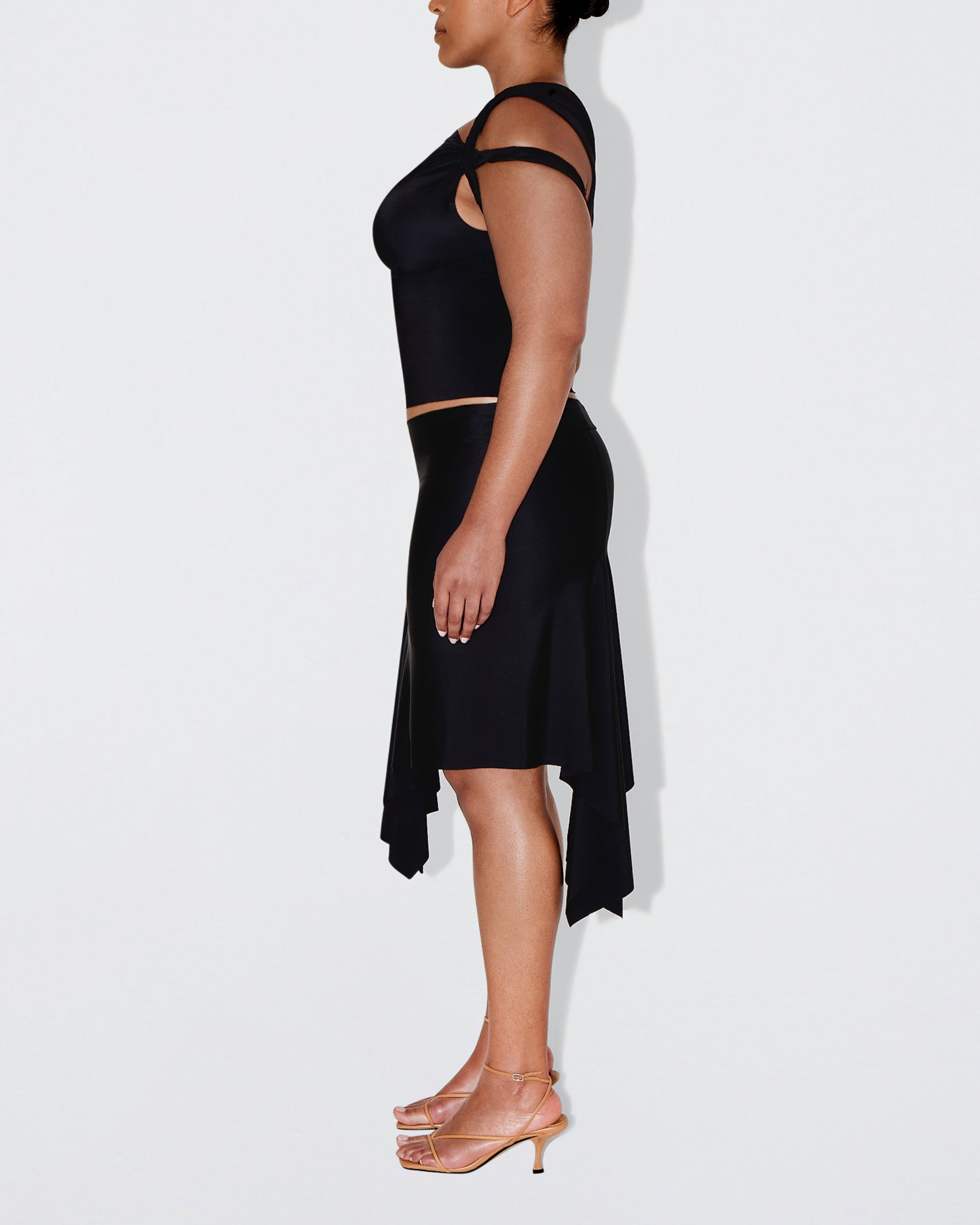 Sleek Stretch Asymmetrical Skirt | Black