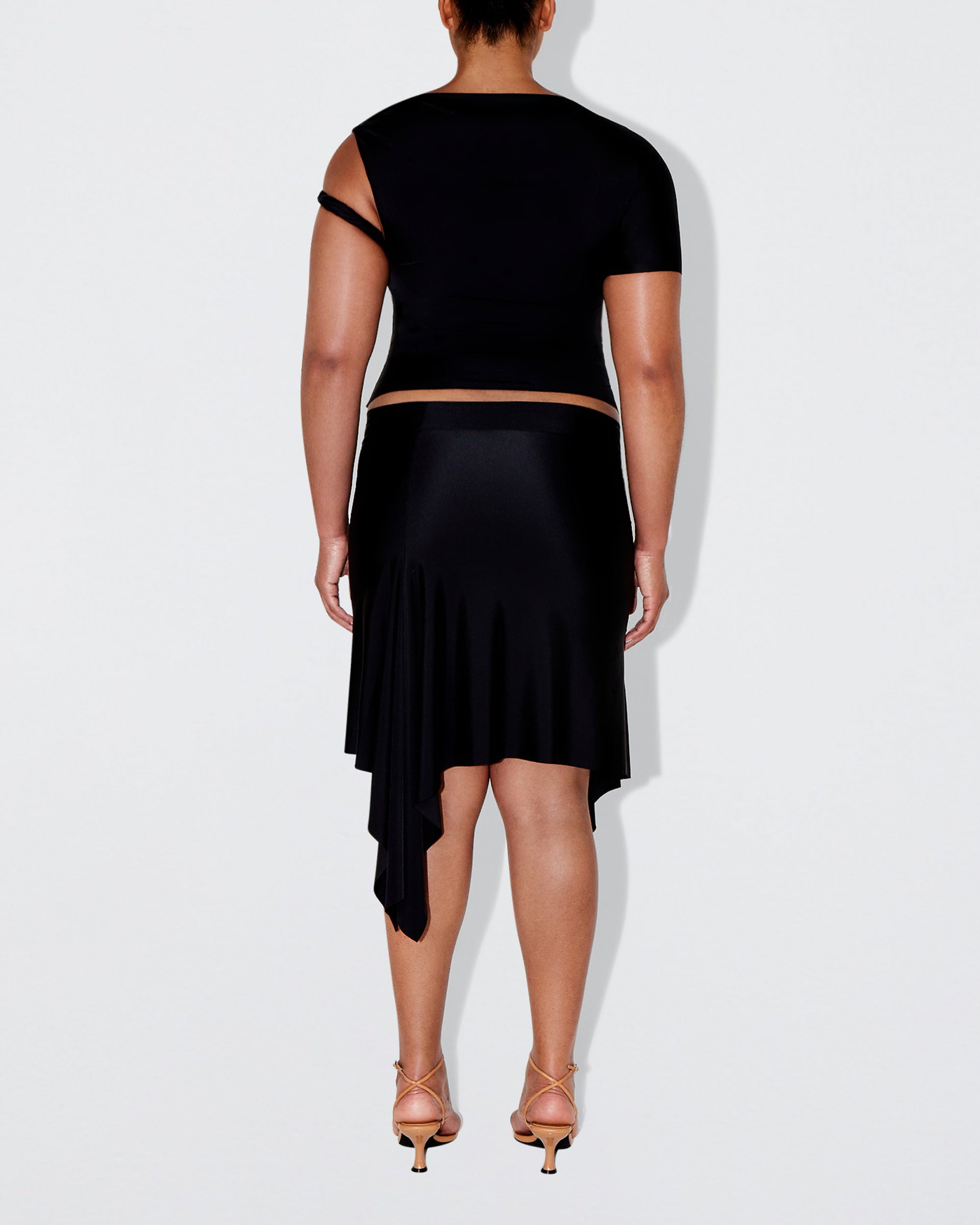 Sleek Stretch Asymmetrical Skirt | Black