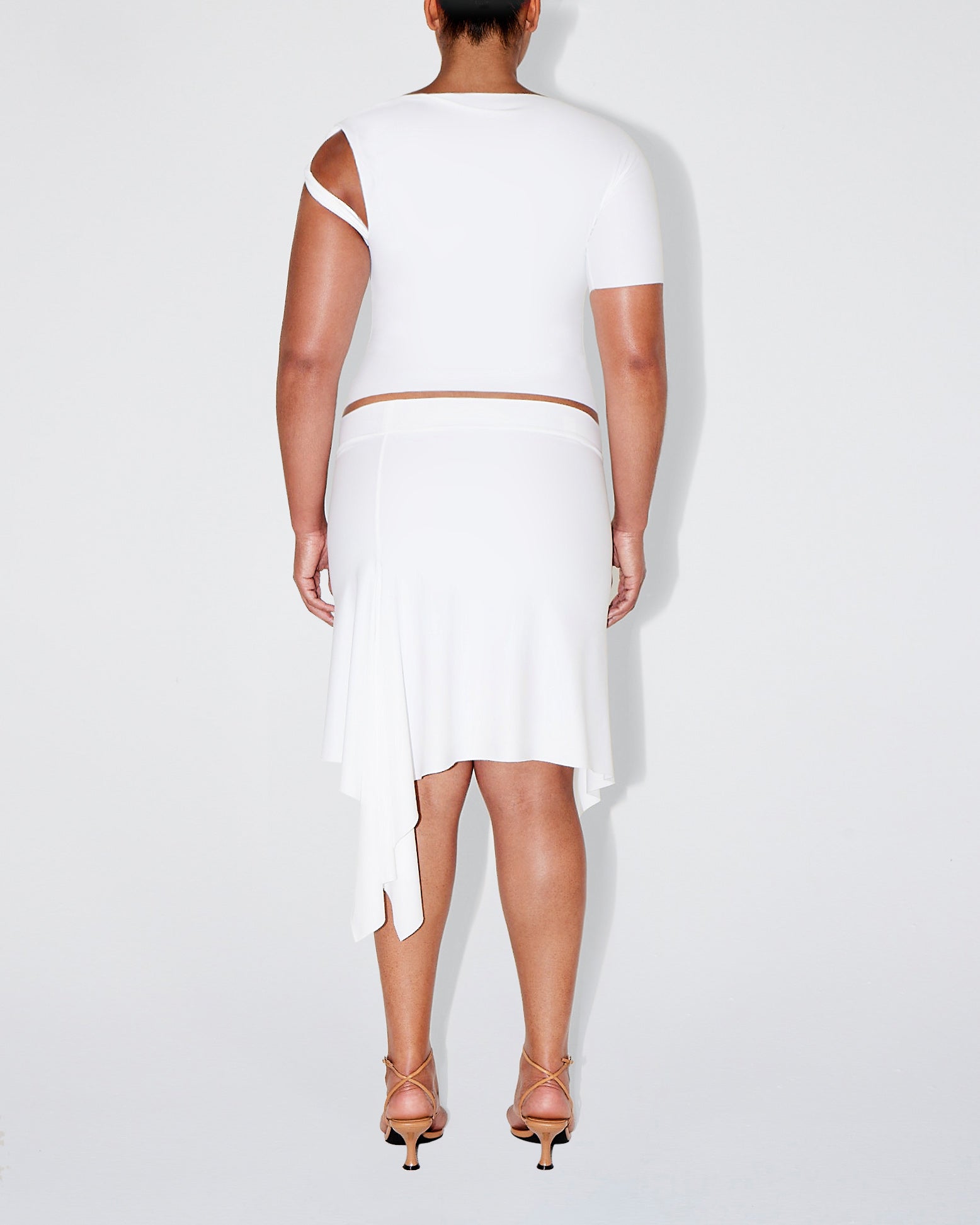 Sleek Stretch Asymmetrical Skirt | Bright White