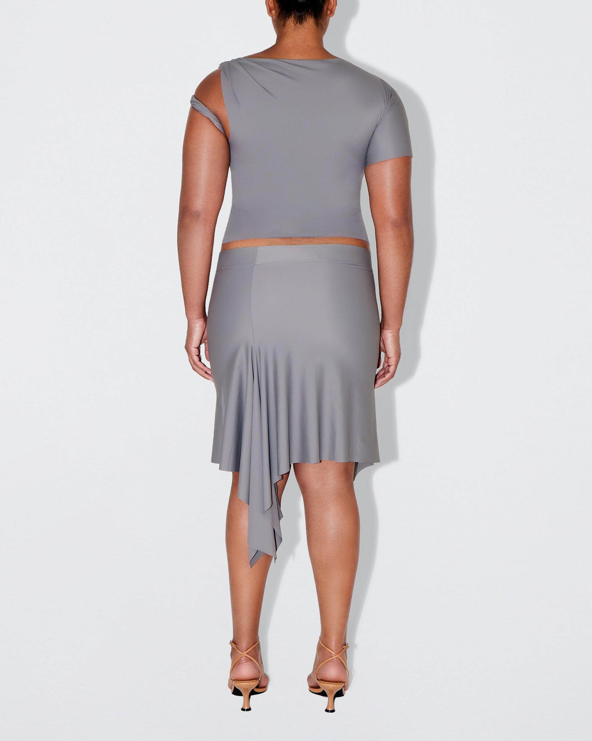 Sleek Stretch Asymmetrical Skirt | Steel Grey