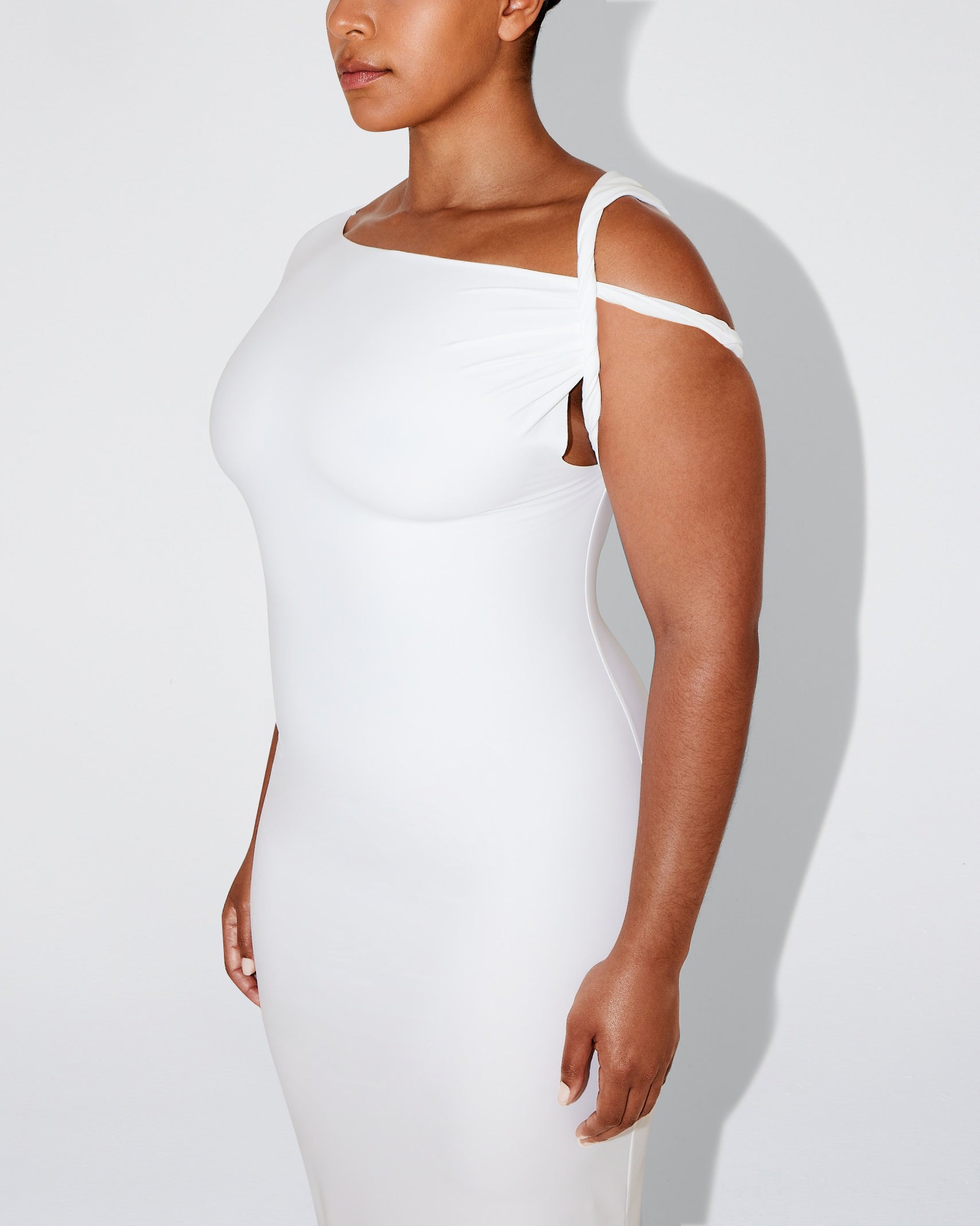 Sleek Stretch Twist Maxi Dress | Bright White