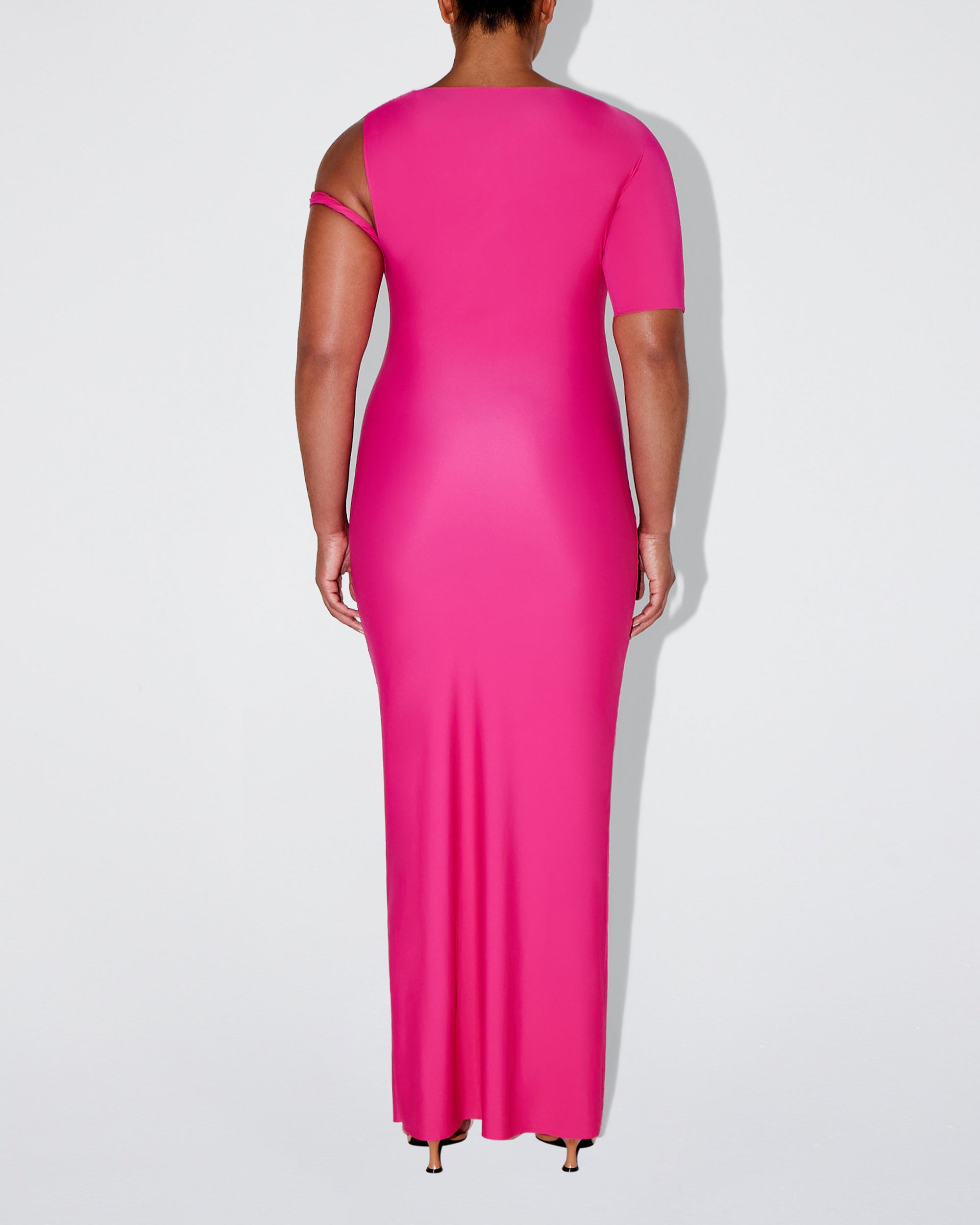 Sleek Stretch Twist Maxi Dress | Fuchsia