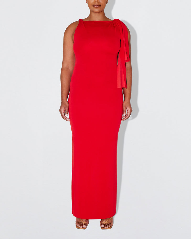 Sueded Stretch Knotted Maxi Dress | Tomato