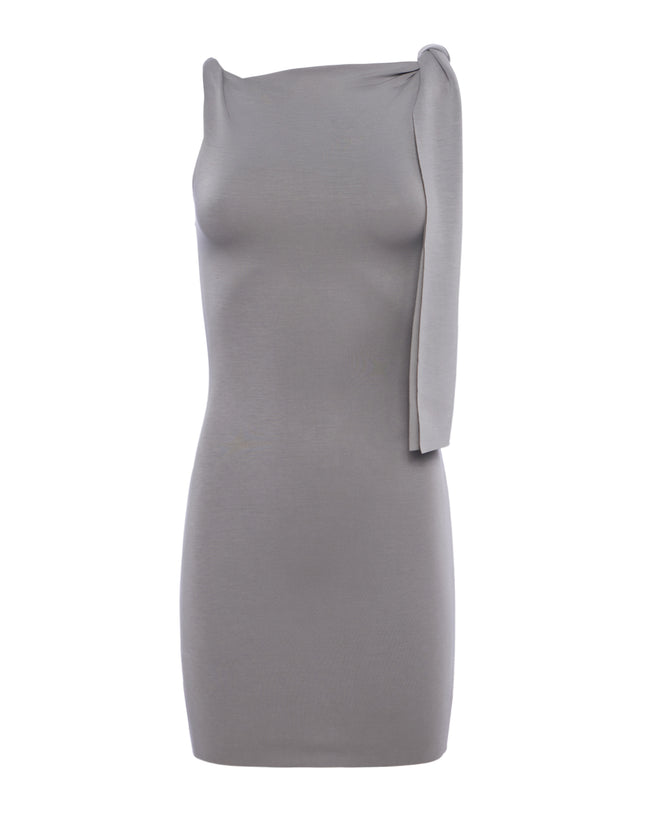 Sueded Stretch Knotted Mini Dress | Steel Grey