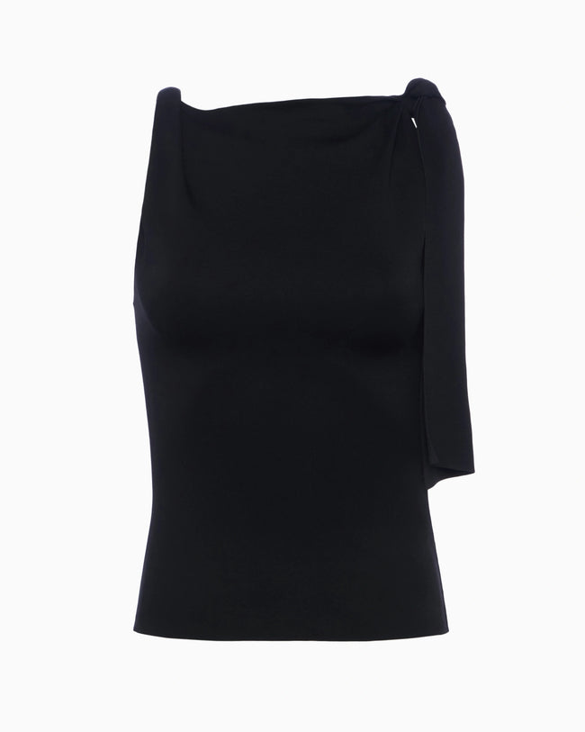 Sueded Stretch Knotted Top | Black