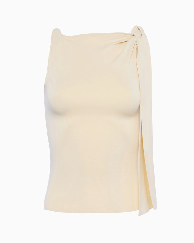 Sueded Stretch Knotted Top | Stone