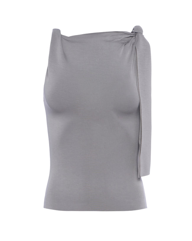 Sueded Stretch Knotted Top | Steel Grey