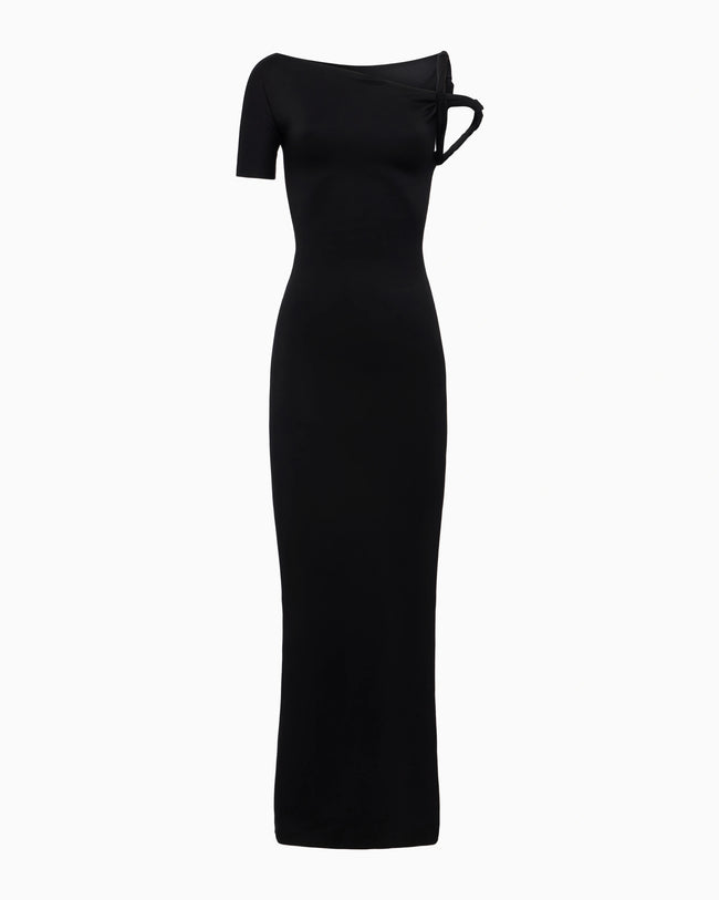 Sueded Stretch Twist Maxi Dress | Black