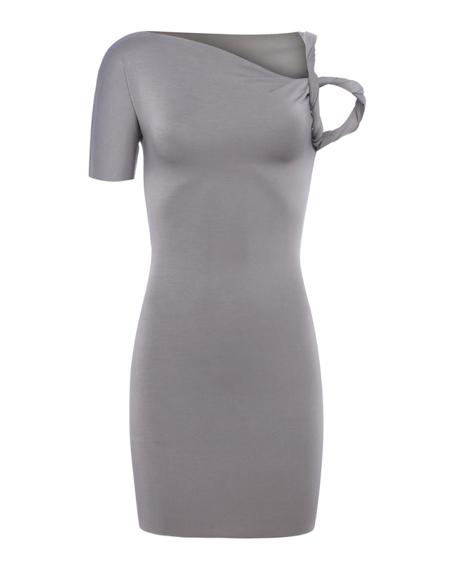 Sueded Stretch Twist Mini Dress | Steel Grey