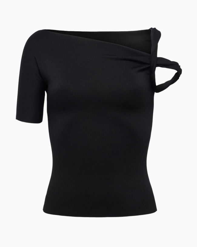 Sueded Stretch Twisted Top | Black