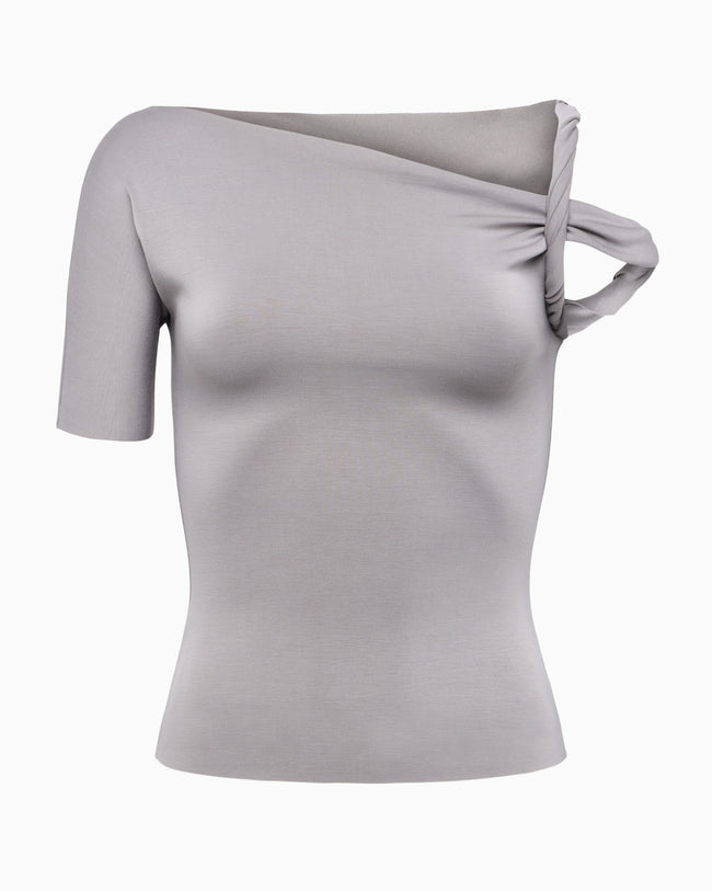 Sueded Stretch Twisted Top | Steel Grey