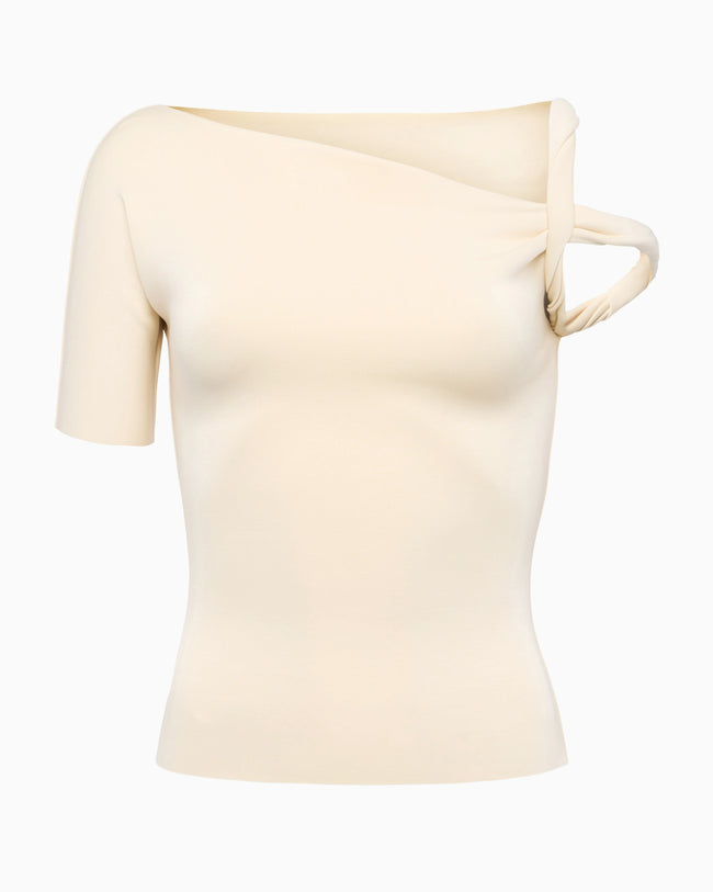 Sueded Stretch Twisted Top | Stone