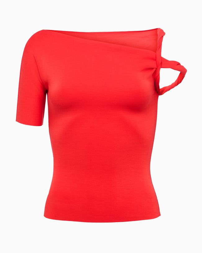 Sueded Stretch Twisted Top | Tomato