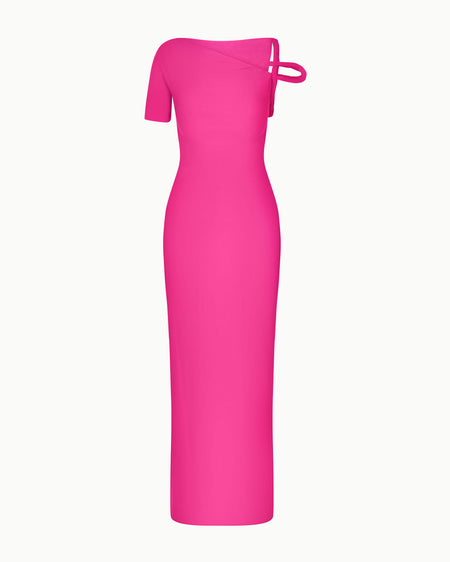 Sleek Stretch Twist Maxi Dress | Fuchsia