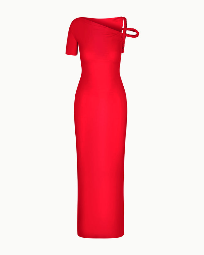 Sleek Stretch Twist Maxi Dress | Tomato