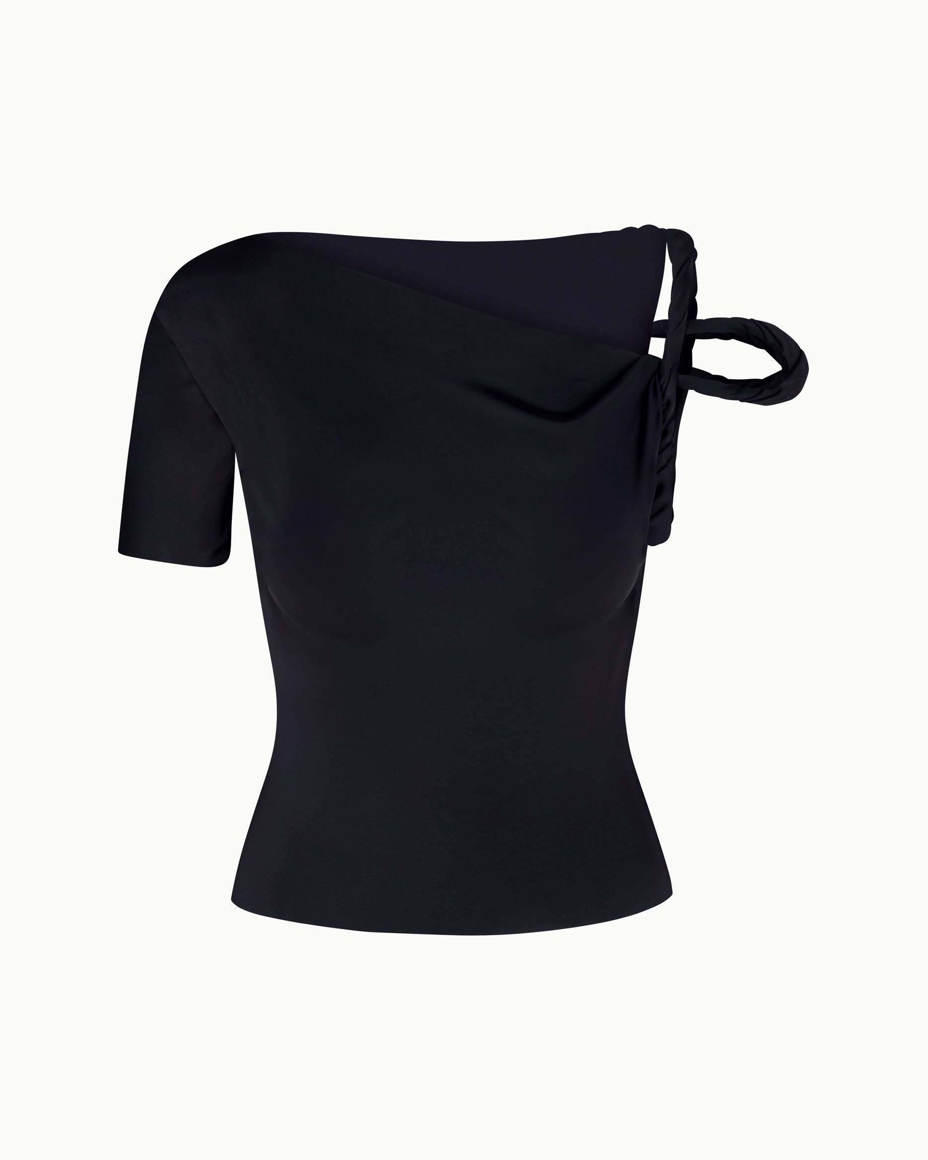 Sueded Stretch Twisted Top | Black