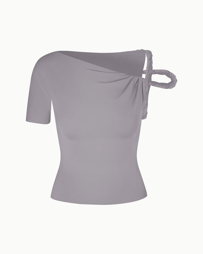 Sleek Stretch Twisted Top | Steel Grey