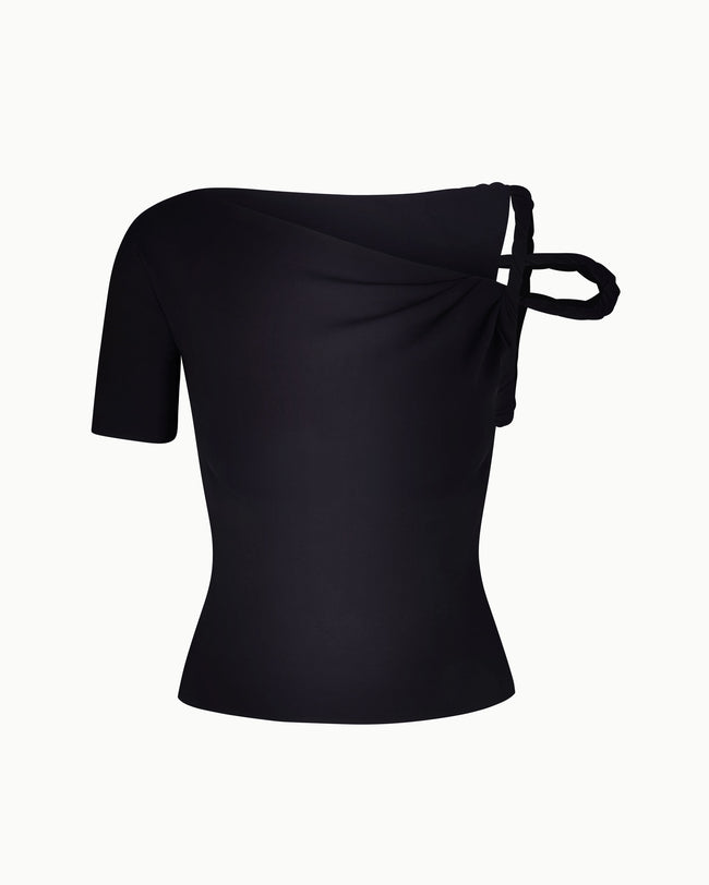 Sleek Stretch Twisted Top | Black