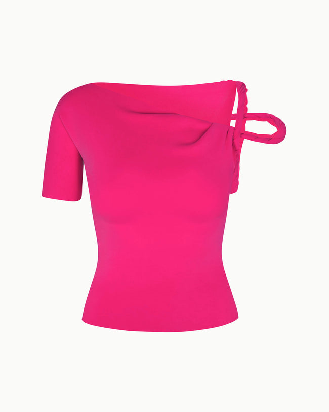 Sueded Stretch Twisted Top | Fuchsia