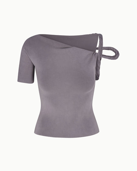 Sueded Stretch Twisted Top | Steel Grey