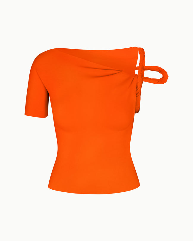 Sueded Stretch Twisted Top | Papaya