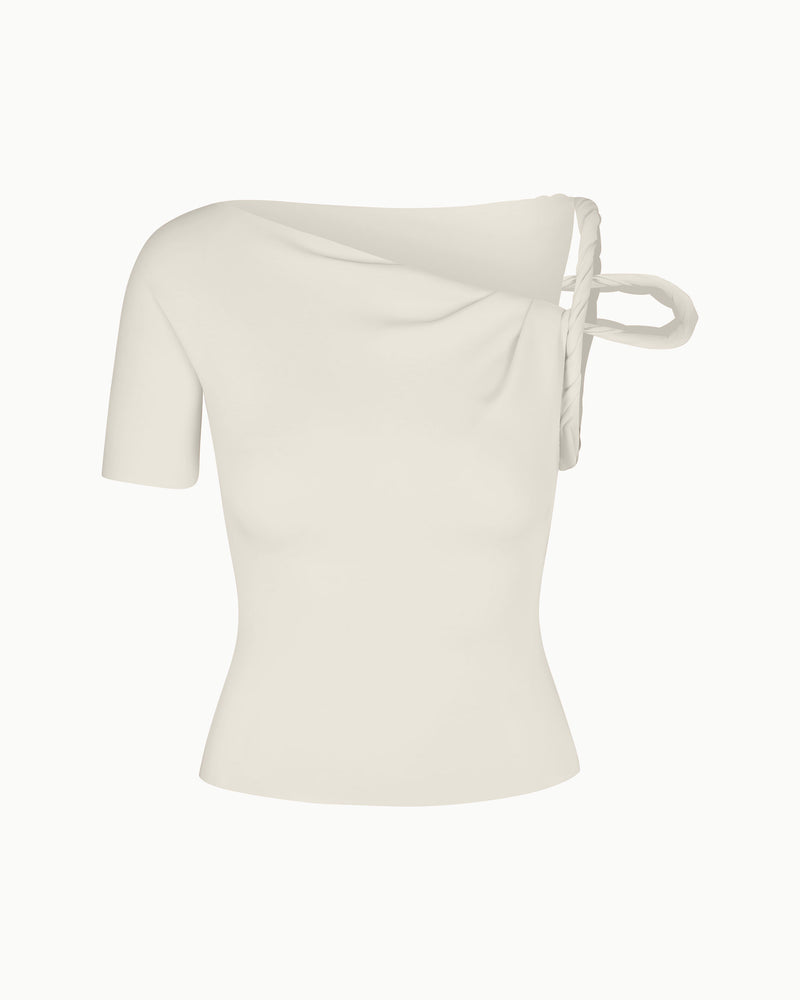 Sueded Stretch Twisted Top | Stone