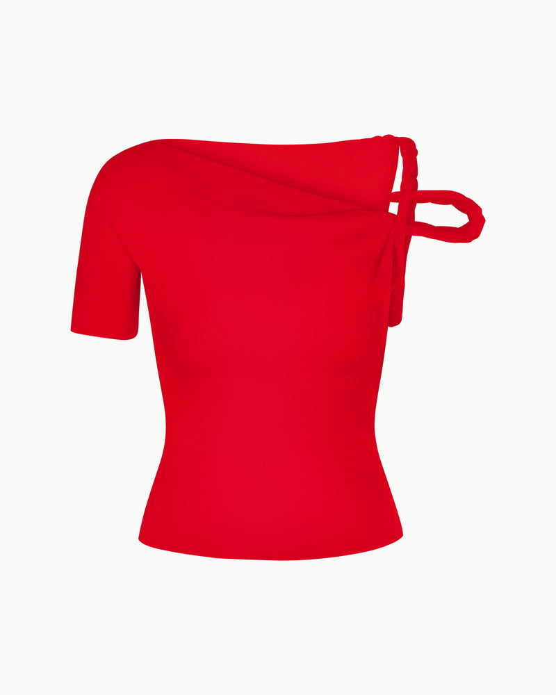 Sueded Stretch Twisted Top | Tomato